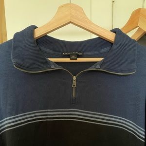 Banana Republic Blue & Black 3/4 Zip Knit Sweater
